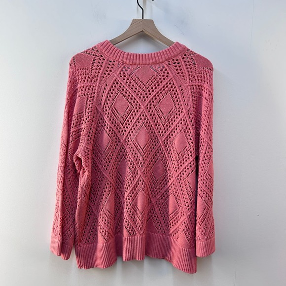 Torrid Pink Crew Neck Sweater with Intricate Knit Design - Picture 7 of 8